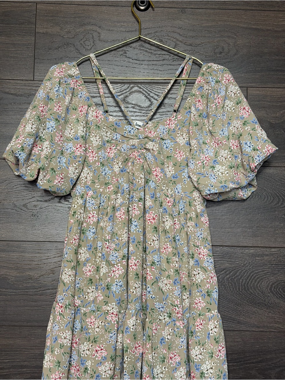 In Loom Floral Puff Sleeve Midi Dress Cottagecore Prairie NWT Medium - Picture 6 of 15
